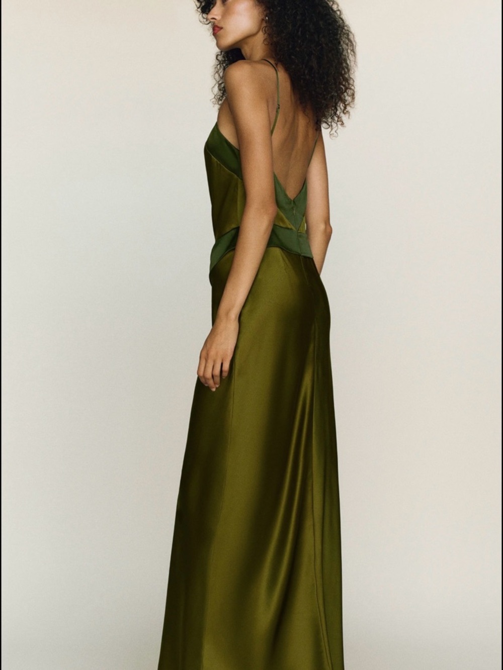 Reformation Jillian Silk Dress Olive Green Maxi Dress - Picture 3 of 7